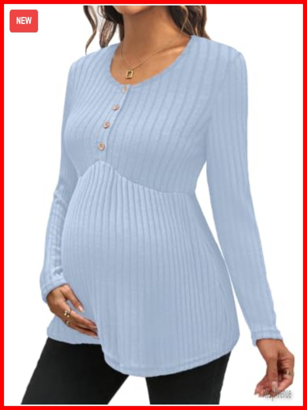 Maternity Long Sleeve Henley Shirt Nursing Babydoll Peplum Top